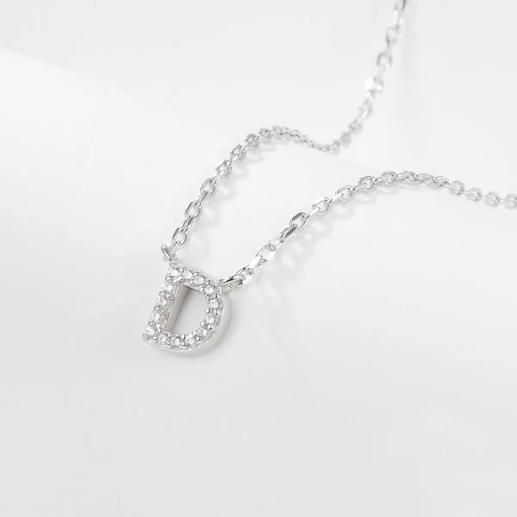 925 Sterling Silver Initial Necklace for Women Letter Pendant