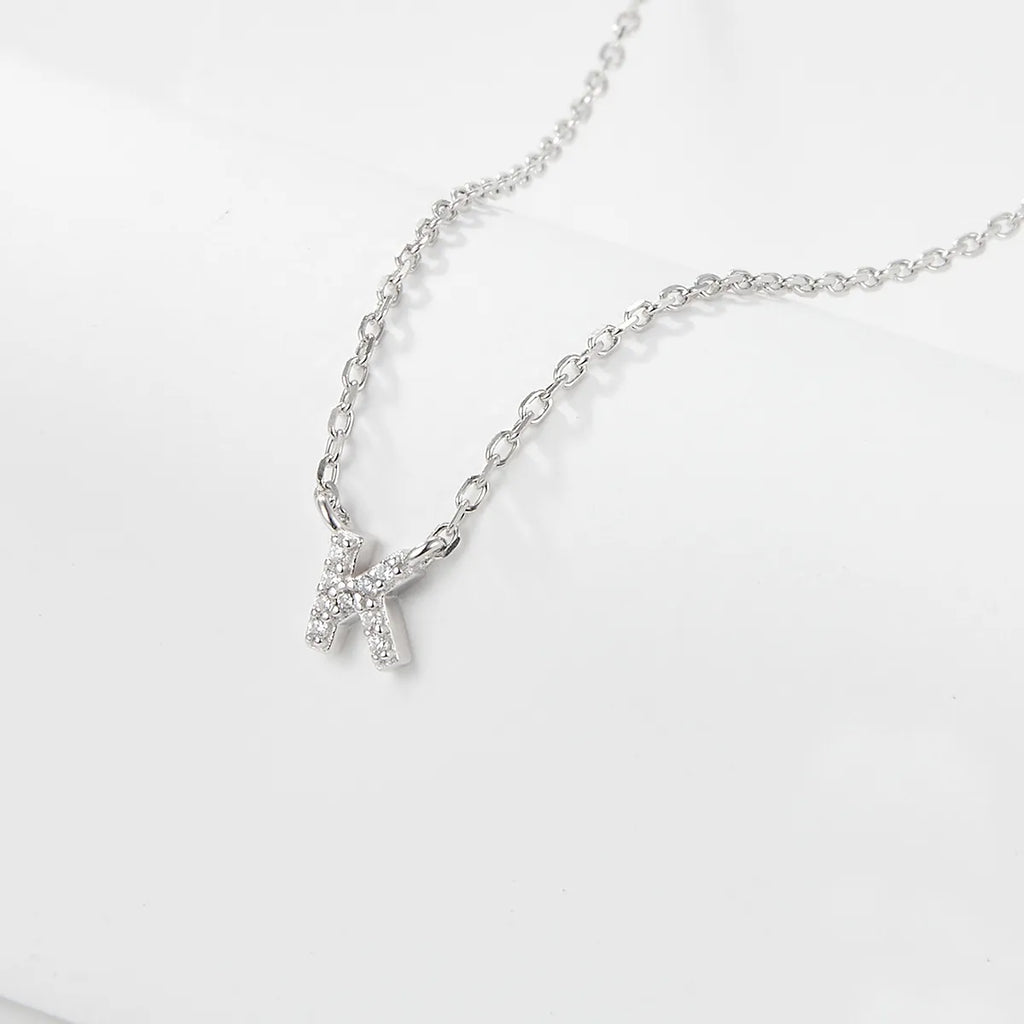 925 Sterling Silver Initial Necklace for Women Letter Pendant
