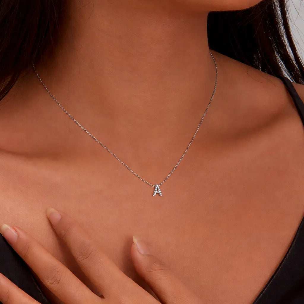 925 Sterling Silver Initial Necklace for Women Letter Pendant