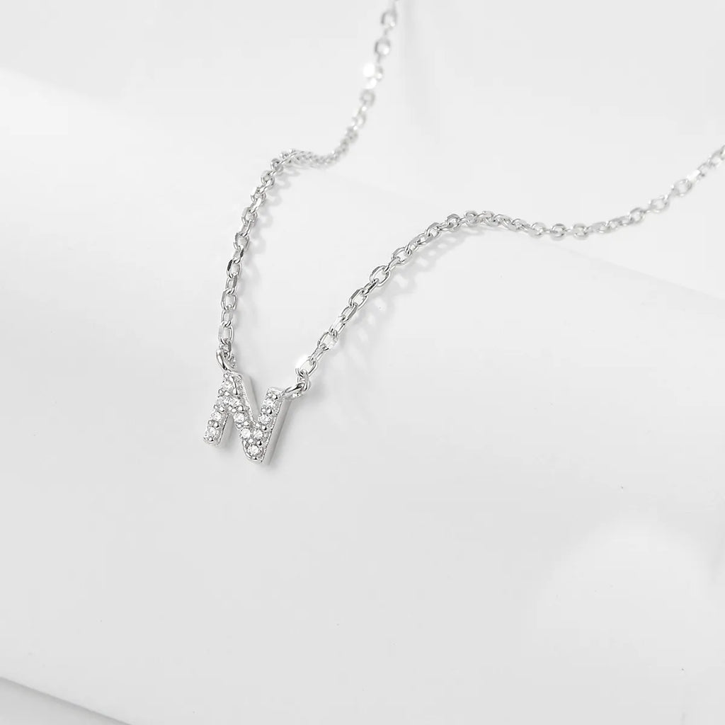 925 Sterling Silver Initial Necklace for Women Letter Pendant
