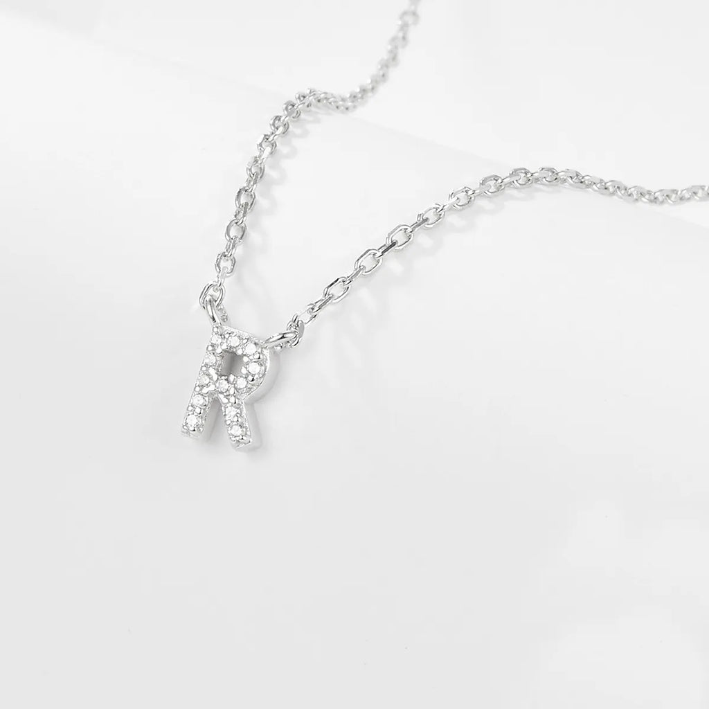 925 Sterling Silver Initial Necklace for Women Letter Pendant