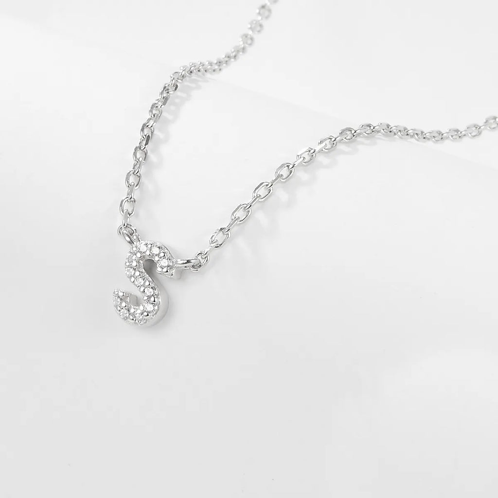 925 Sterling Silver Initial Necklace for Women Letter Pendant