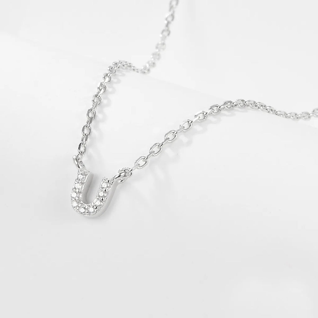 925 Sterling Silver Initial Necklace for Women Letter Pendant