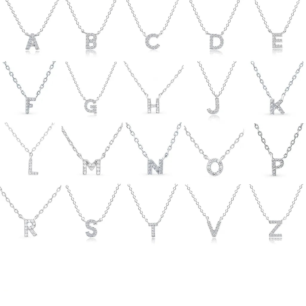 925 Sterling Silver Initial Necklace for Women Letter Pendant