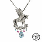 925 Sterling Silver Unicorn Necklace Sculpted Winged Pendant