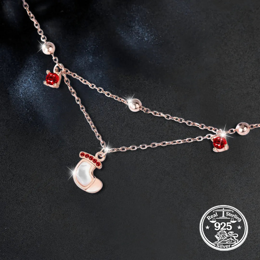 925 Sterling Silver Christmas Bracelet with Stocking Charm Secondary image