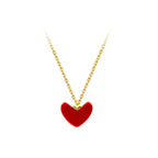 Red Heart Necklace 925 Sterling Silver Gold Plated Synthetic Coral Pendant