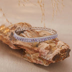 Tanzanite Bracelet 925 Sterling Silver Bangle With Natural Gemstone Row