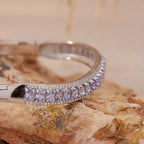 Tanzanite Bracelet 925 Sterling Silver Bangle With Natural Gemstone Row
