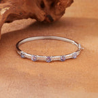 Gemstone Bangle Bracelet 925 Sterling Silver Five Stone Design