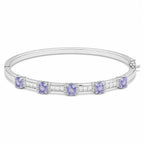 Gemstone Bangle Bracelet 925 Sterling Silver Five Stone Design