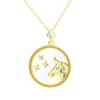 Zodiac Coin Pendant Necklace 925 Sterling Silver Gold