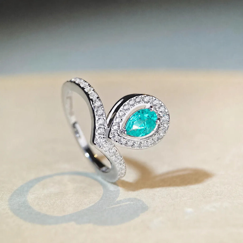 Teardrop Ring 925 Sterling Silver 1 Carat Cubic Zirconia Crown Design