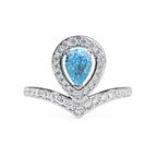 Teardrop Ring 925 Sterling Silver 1 Carat Cubic Zirconia Crown Design