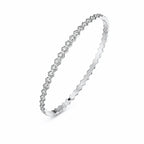 Tennis Bangle 925 Sterling Silver Cubic Zirconia Geometric Faceted Edge Design