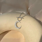 Crescent Moon Necklace 925 Sterling Silver Front Toggle Clasp