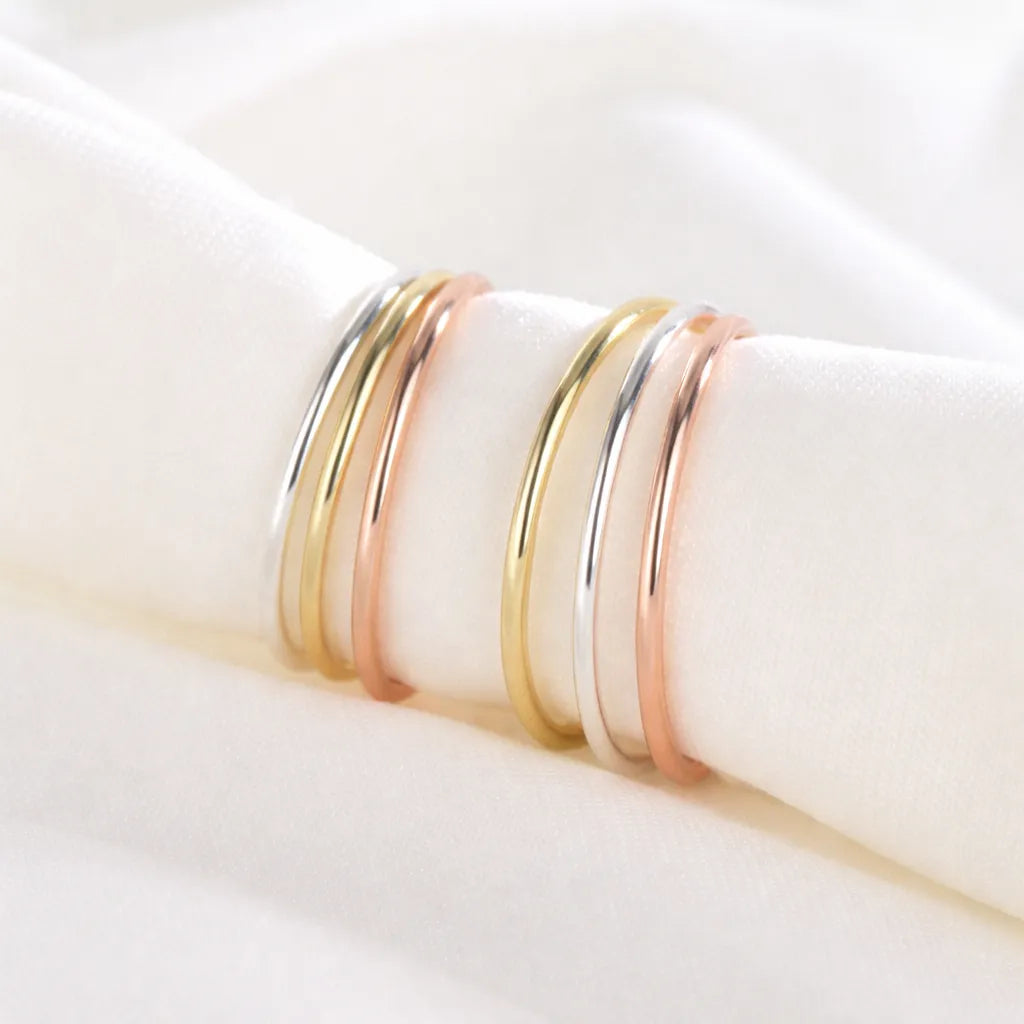 925 Thin Sterling Silver Band Ring Minimalist Stackable