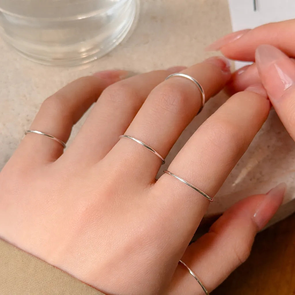925 Thin Sterling Silver Band Ring Minimalist Stackable