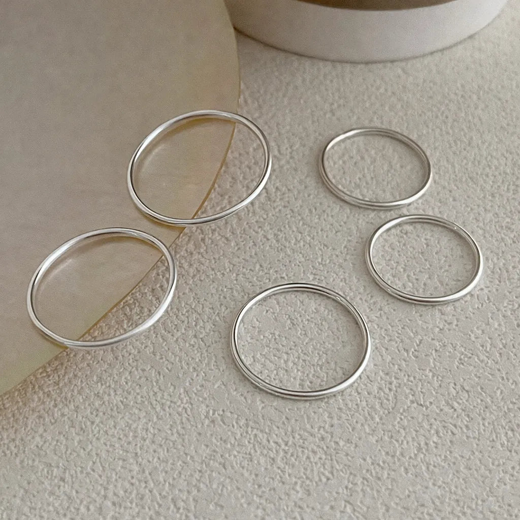 925 Thin Sterling Silver Band Ring Minimalist Stackable