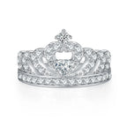Tiara Ring 925 Sterling Silver Cubic Zirconia Heart Openwork Design