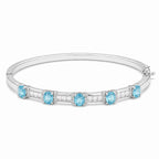 Gemstone Bangle Bracelet 925 Sterling Silver Five Stone Design