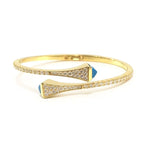 Turquoise Cuff Bracelet 925 Sterling Silver 18K Gold Plated Open Bangle Vintage Style