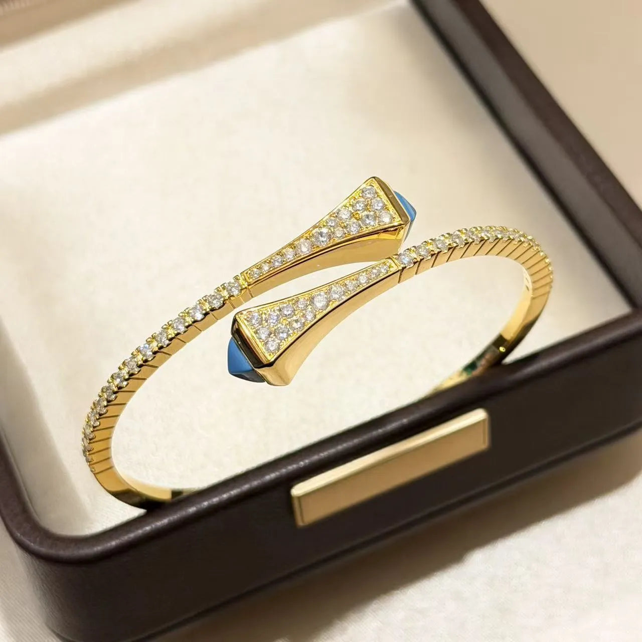 Turquoise Cuff Bracelet 925 Sterling Silver 18K Gold Plated Open Bangle Vintage Style