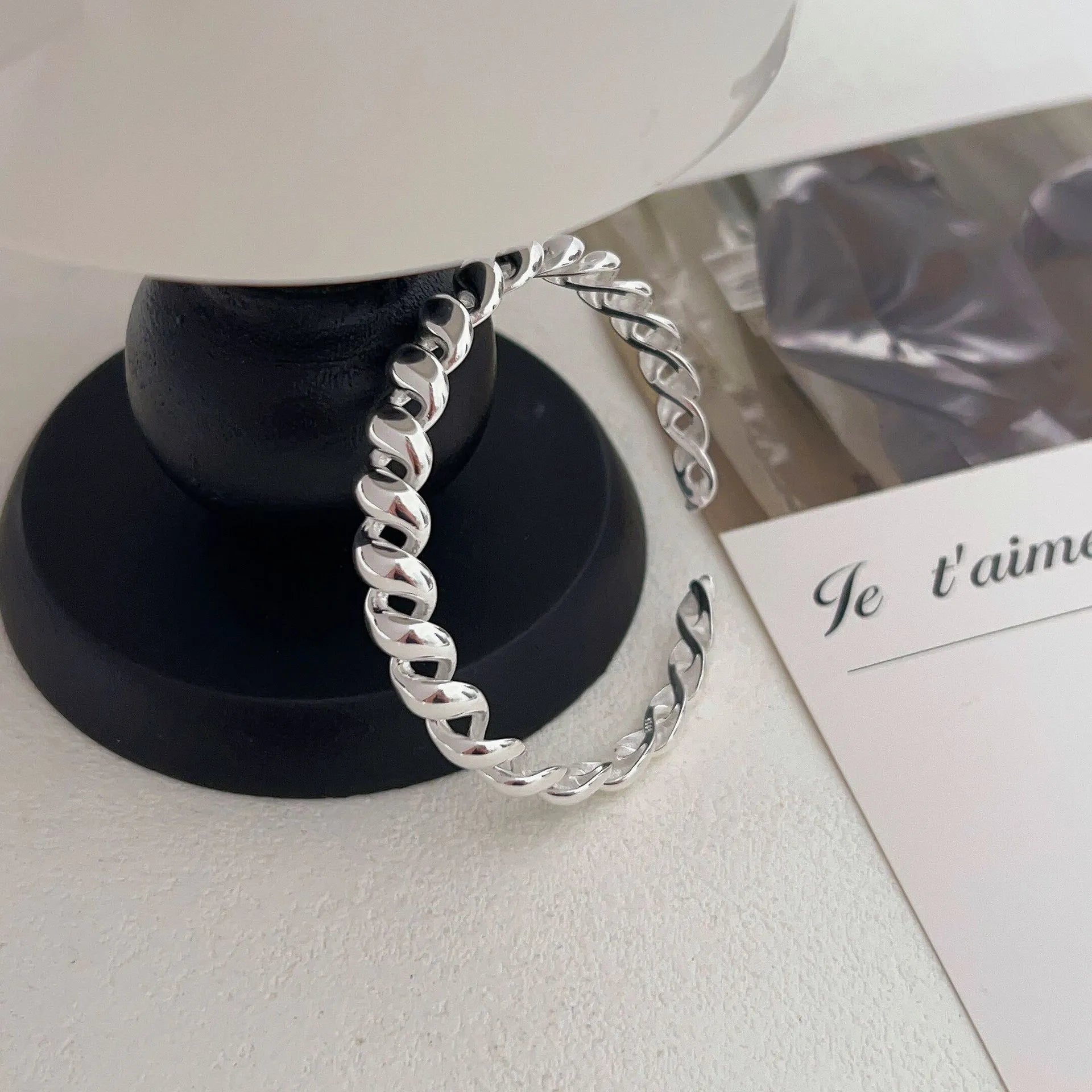 Twisted Cuff Bracelet 925 Sterling Silver Polished Rope Texture