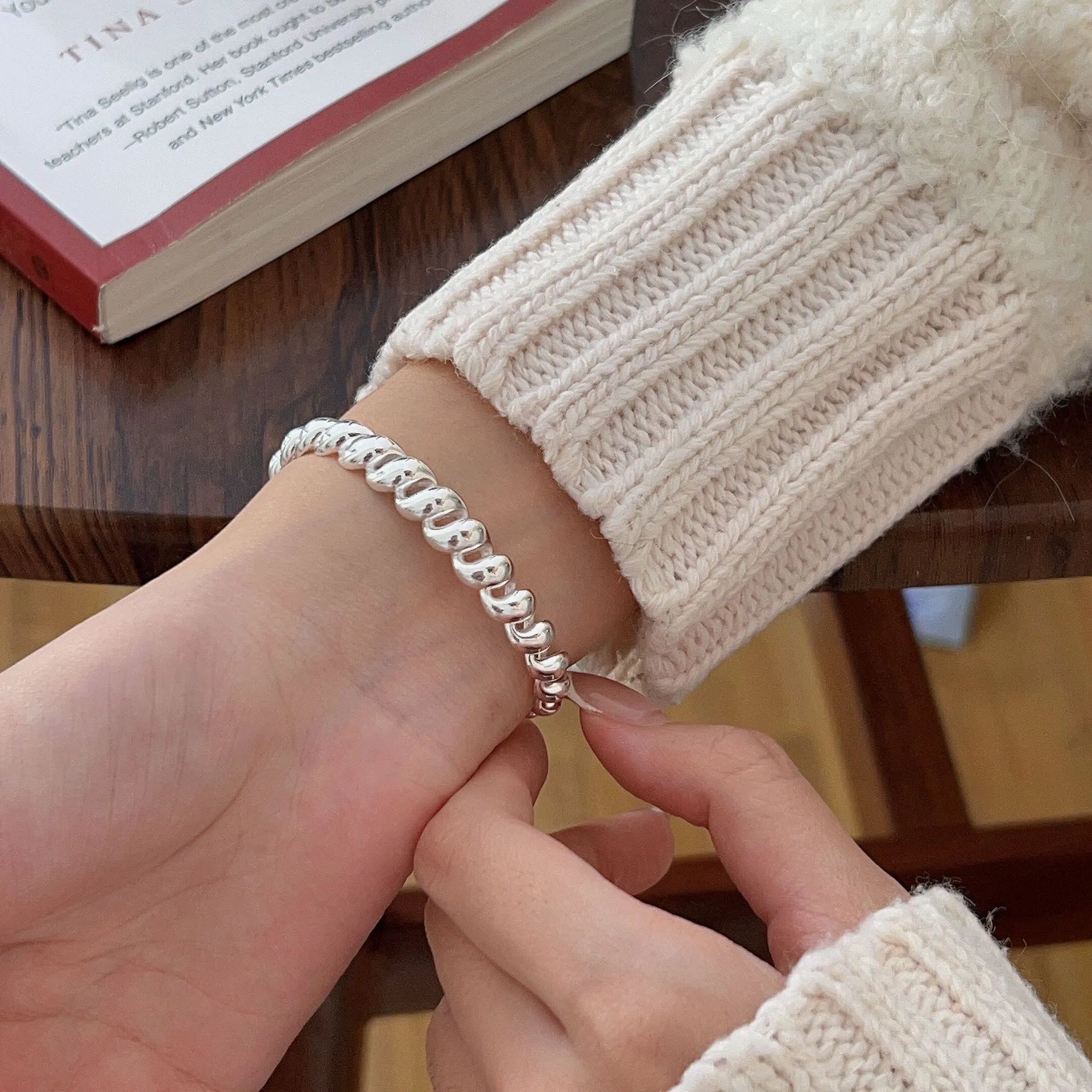 Twisted Cuff Bracelet 925 Sterling Silver Polished Rope Texture
