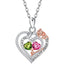 Two Birthstone Necklace 925 Sterling Silver Heart Pendant With Two Cubic Zirconia Heart Stones