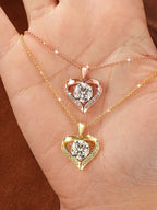 Moissanite Heart Pendant 925 Sterling Silver Necklace With 3 Carat Center Stone Held in a Heart Frame