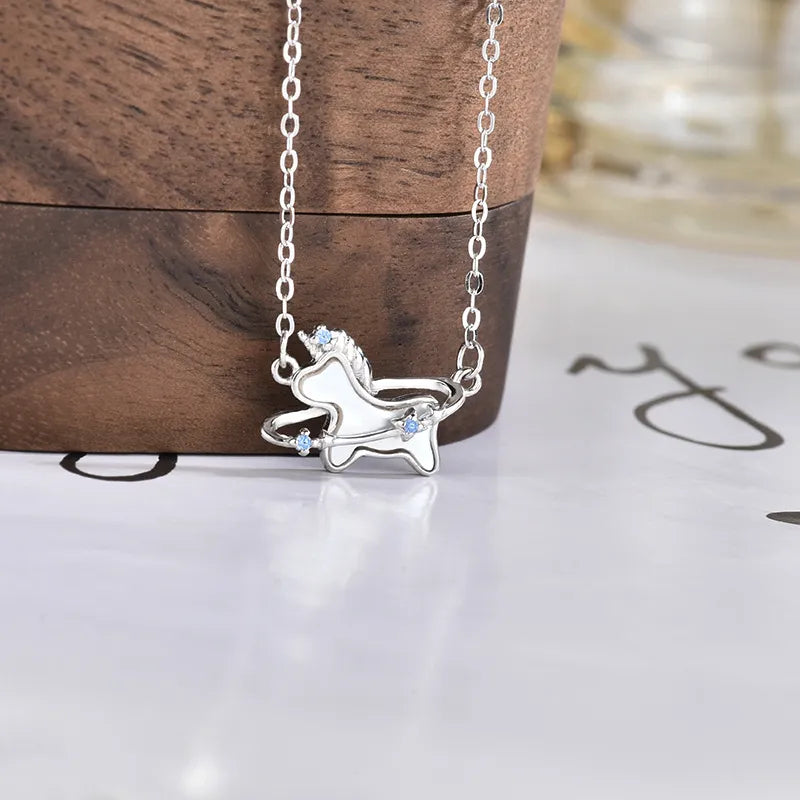 Unicorn Necklace 925 Sterling Silver with Mother of Pearl