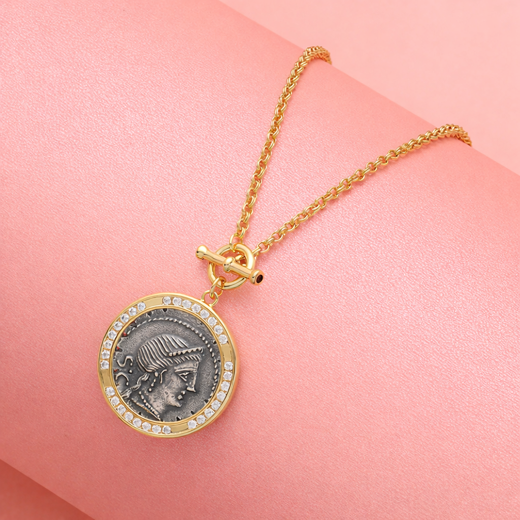 925 Sterling Silver Victoria Coin Pendant Necklace