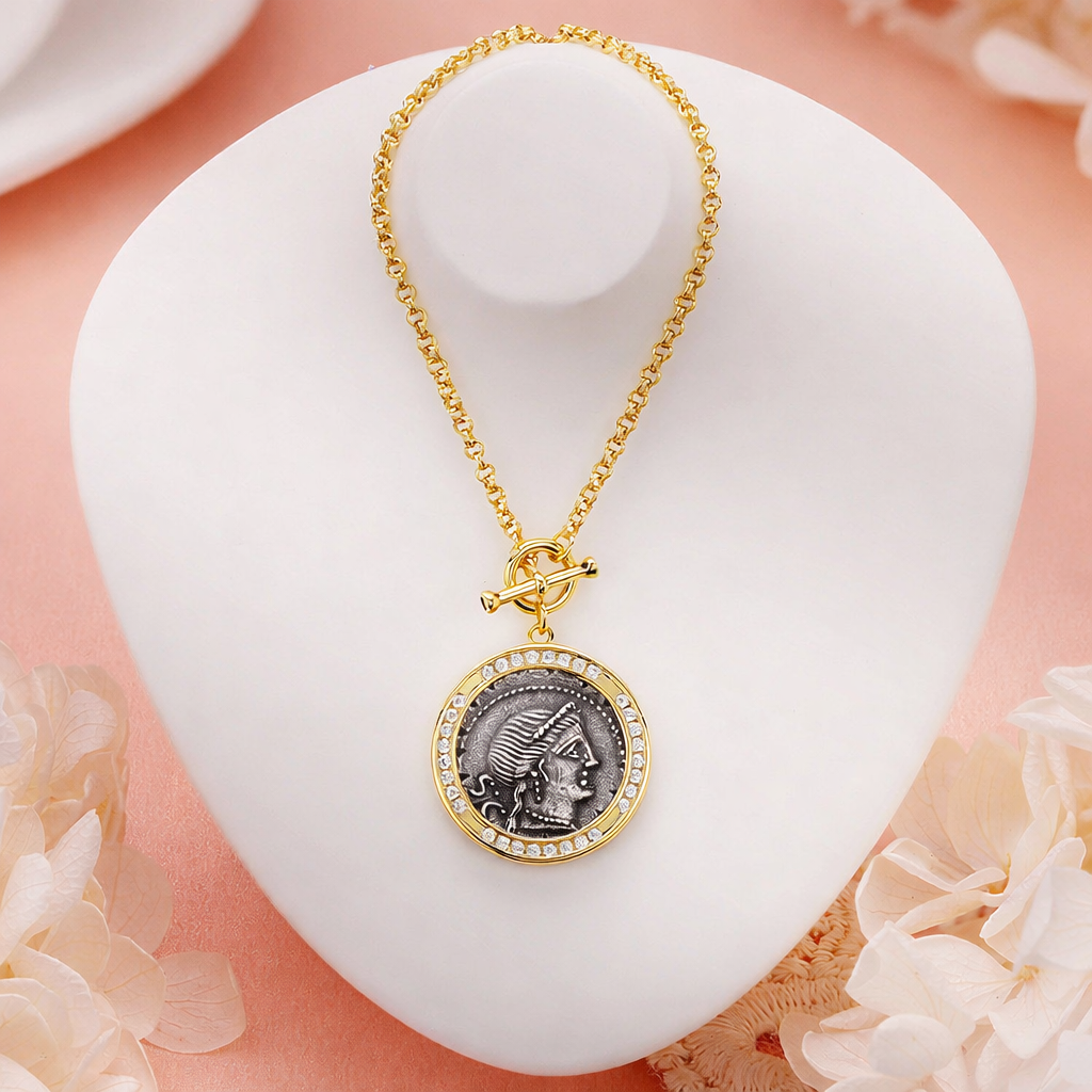 925 Sterling Silver Victoria Coin Pendant Necklace