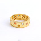 Vintage 925 Sterling Silver Wide Band Ring with Cubic Zirconia
