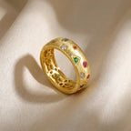 Vintage 925 Sterling Silver Wide Band Ring with Cubic Zirconia