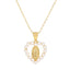 Virgin Mary Necklace Catholic Pearl Heart 925 Sterling Silver Gold Plated 18 Inch Adjustable