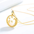 Zodiac Coin Pendant Necklace 925 Sterling Silver Gold